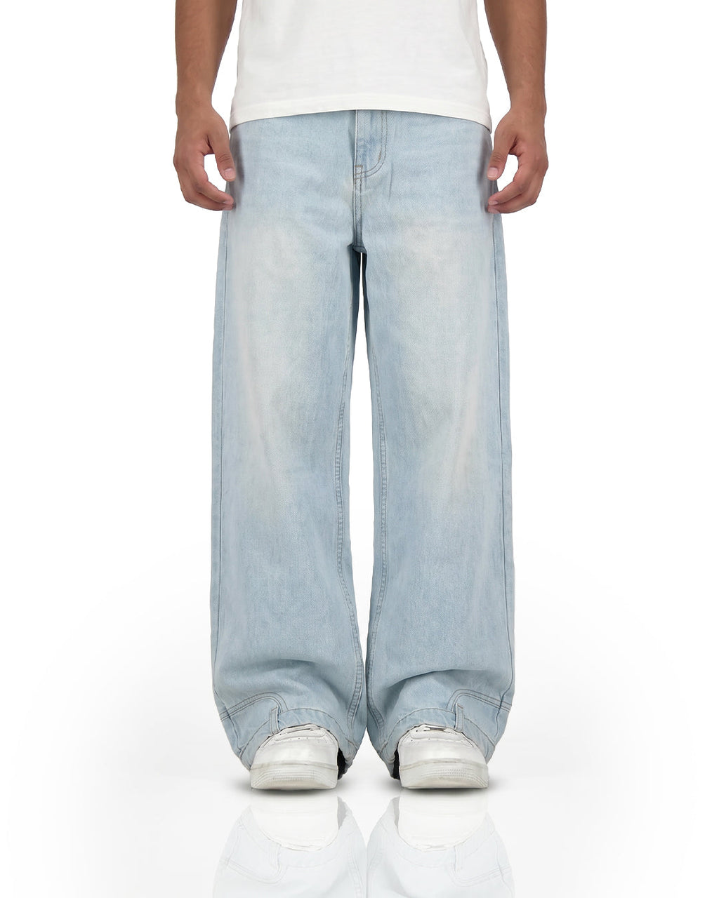 Upside Down Frost Blue Baggy Jeans