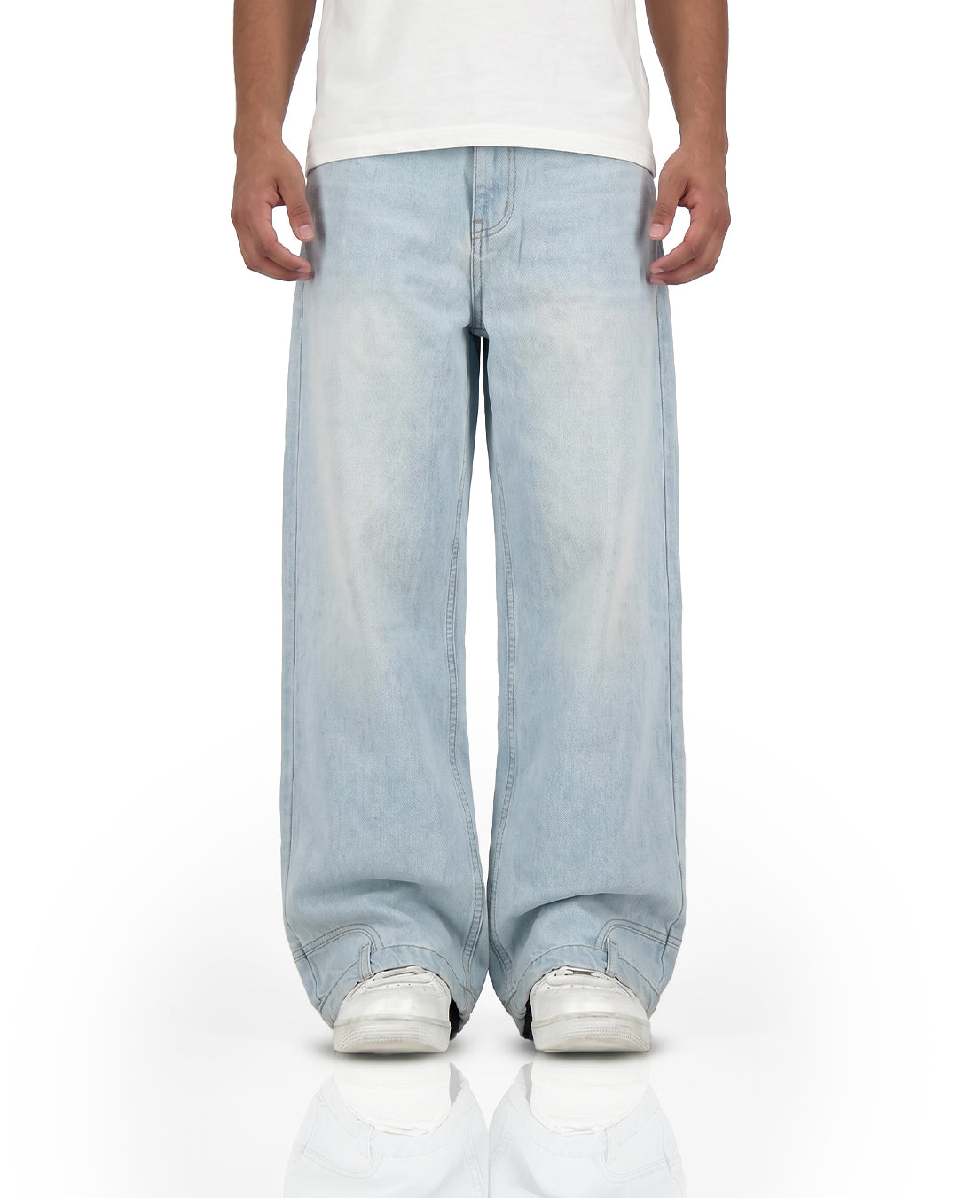 Upside Down Frost Blue Baggy Jeans