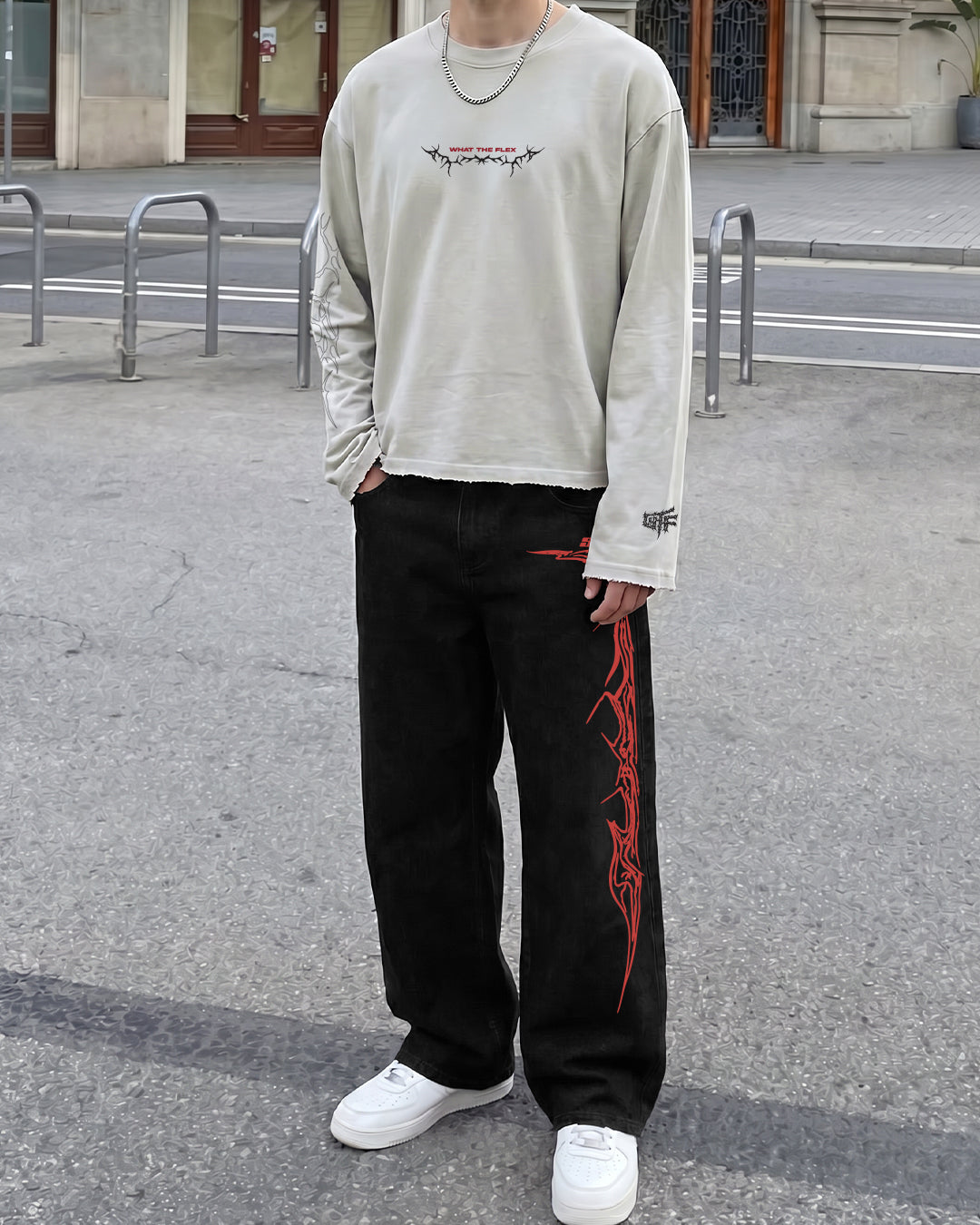 Veins Black Baggy Jeans