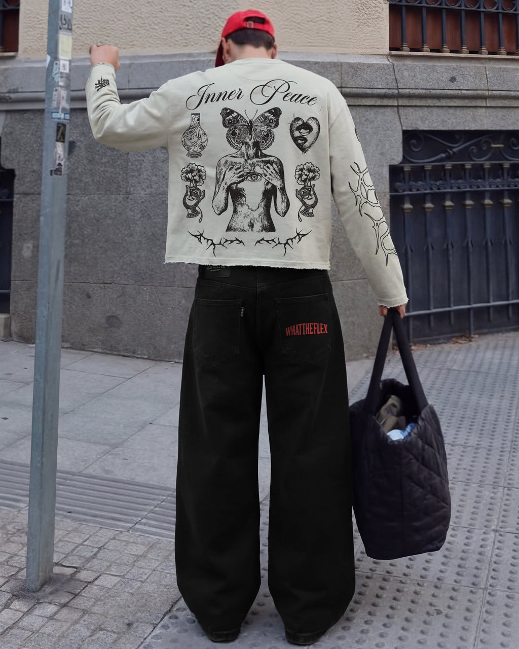 Veins Black Baggy Jeans