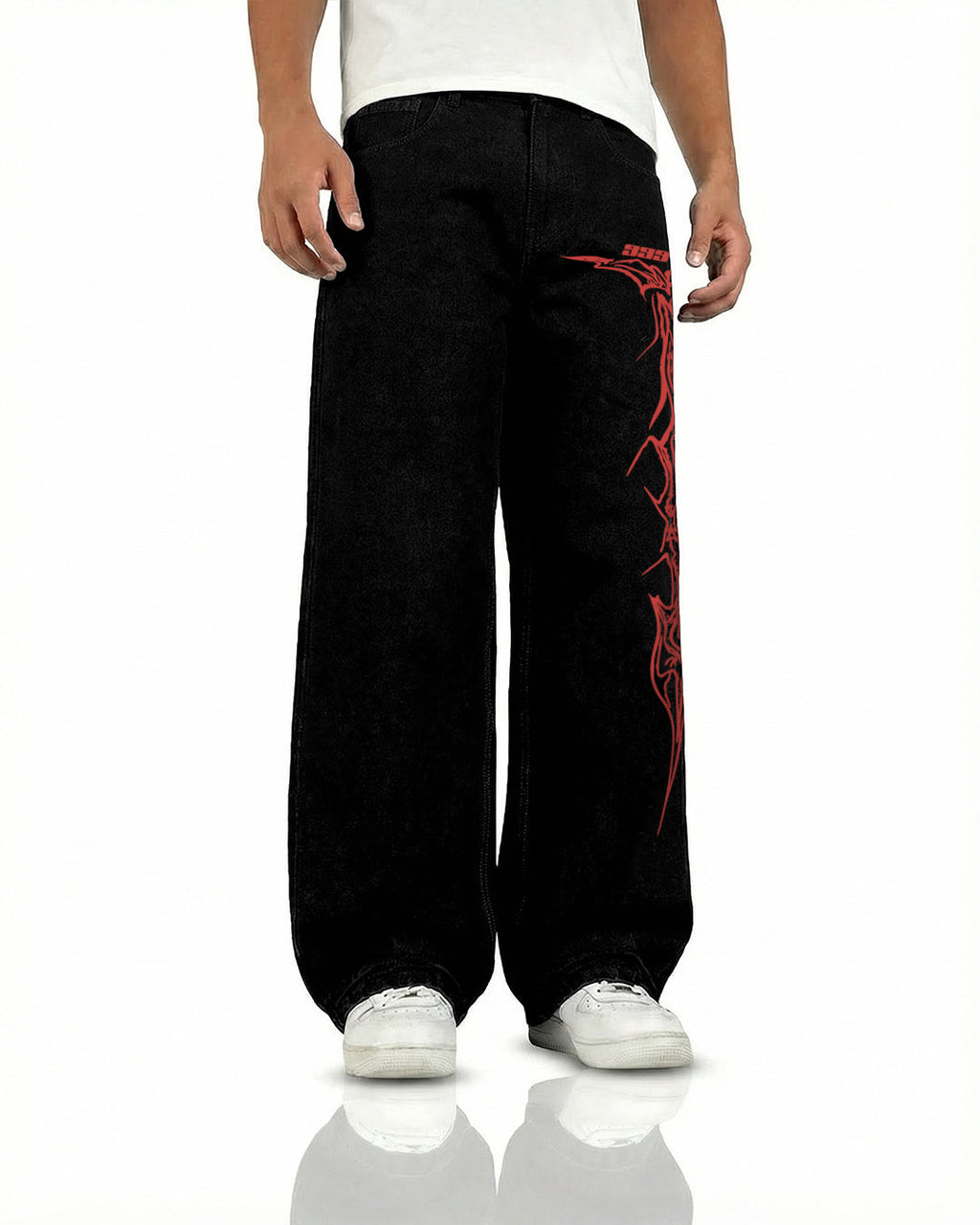 Veins Black Baggy Jeans