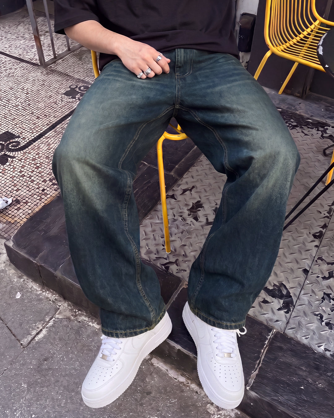 Void Blue Panel Baggy Jeans
