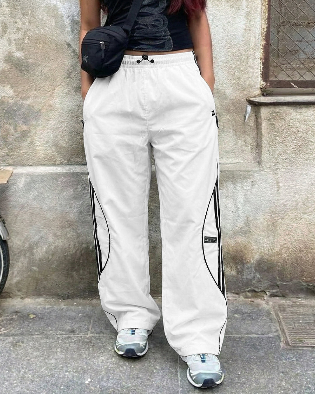 White Arc Parachute Pants