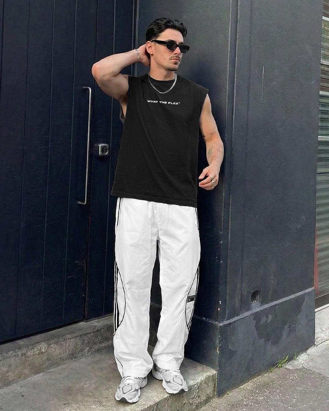 White Arc Parachute Pants