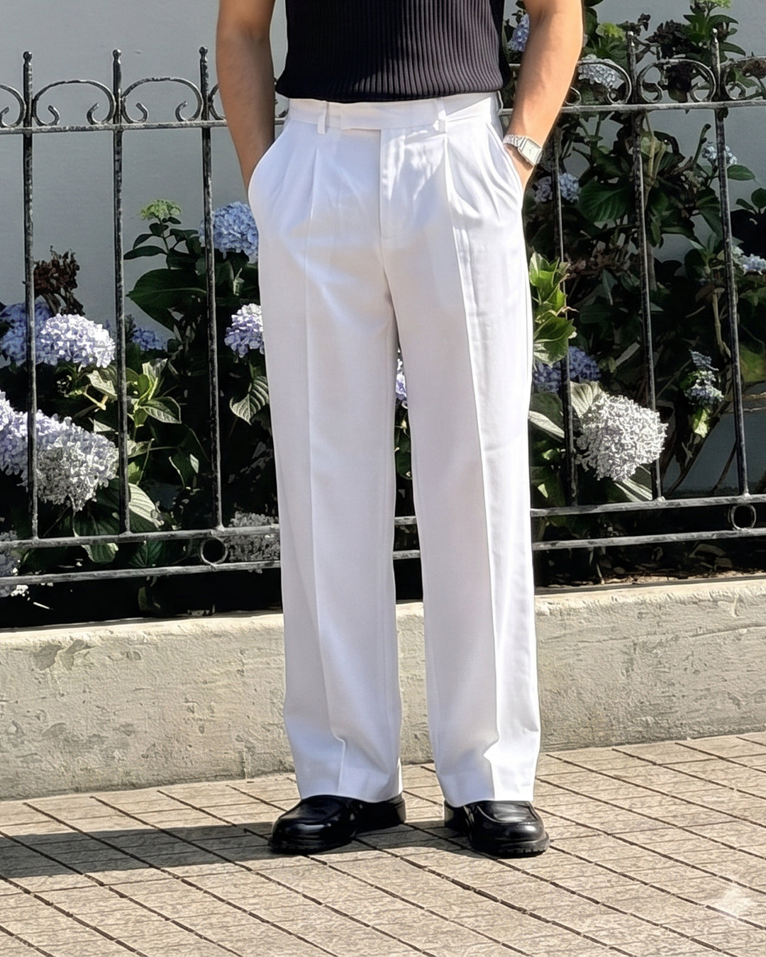 Structured Ivory Korean Pants