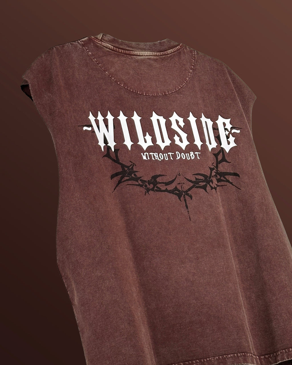 Wildside Brown Acid Wash Boxy Vest