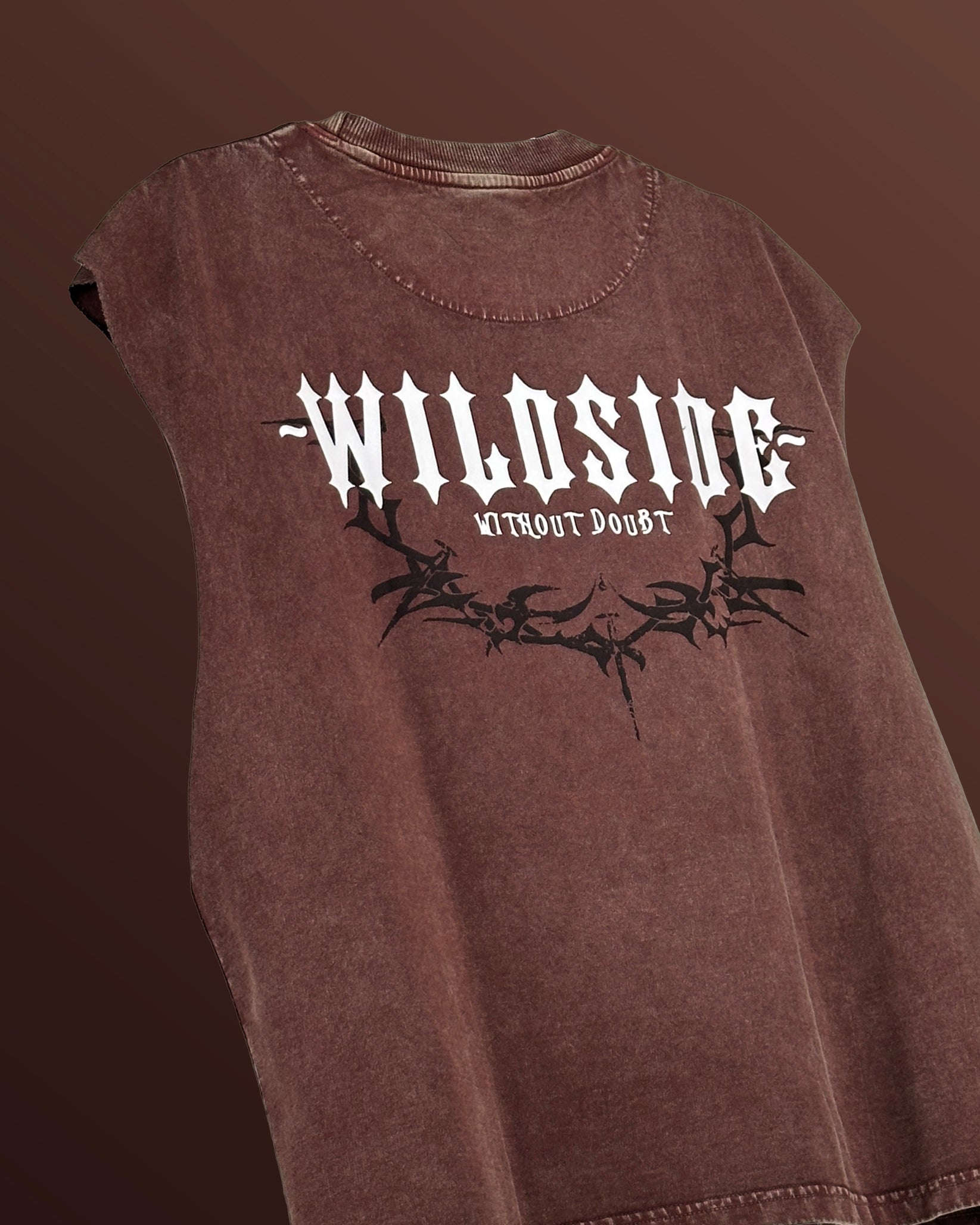Wildside Brown Acid Wash Boxy Vest
