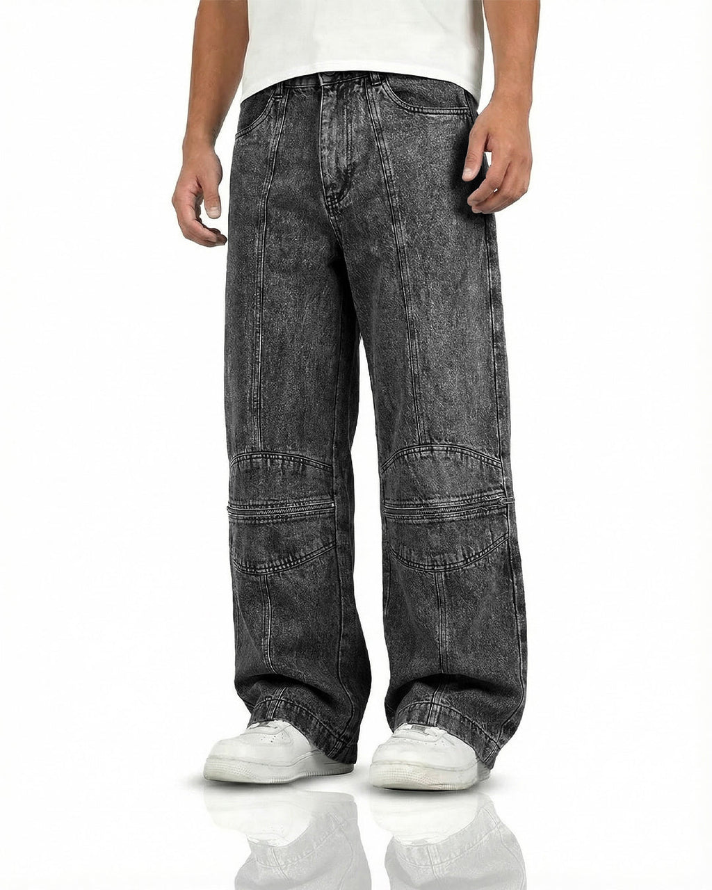 Zipper Denim Baggy Jeans