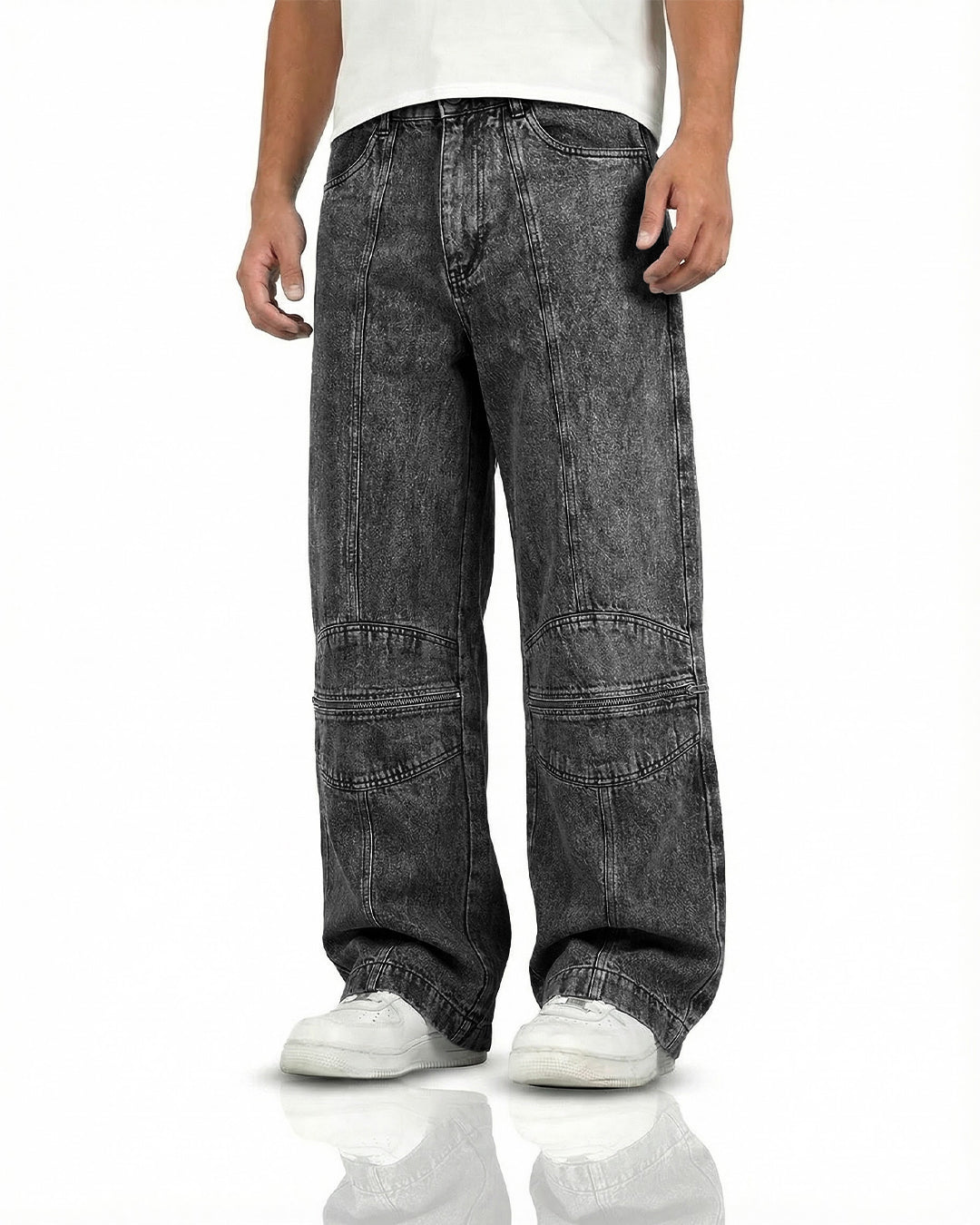 Zipper Denim Baggy Jeans