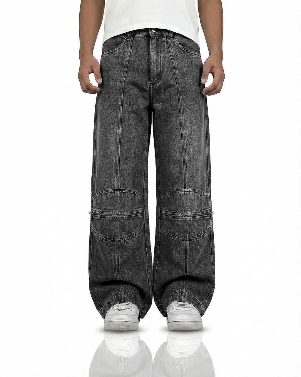 Zipper Denim Baggy Jeans