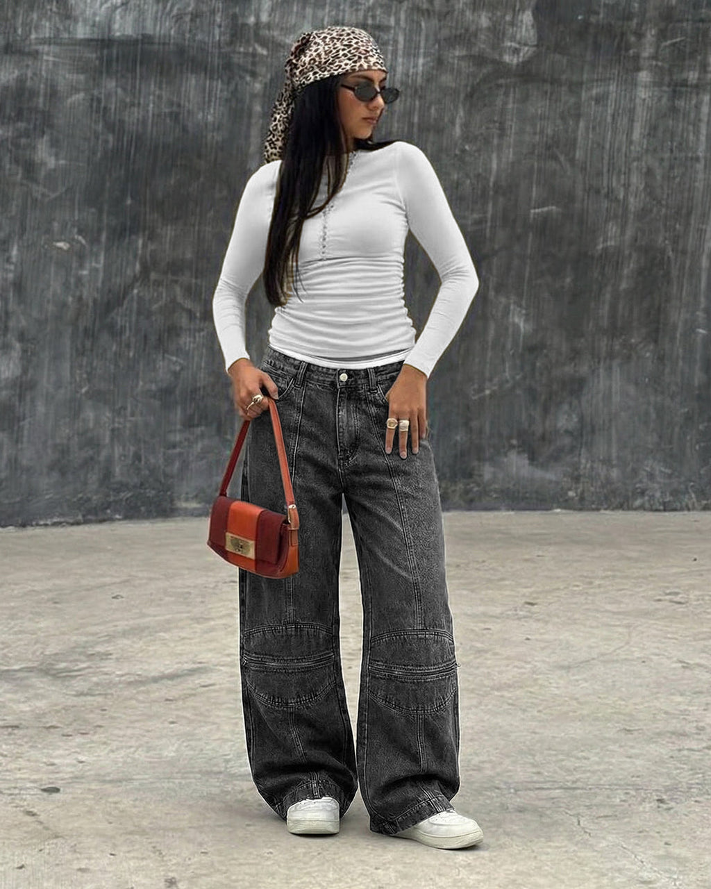 Zipper Denim Baggy Jeans