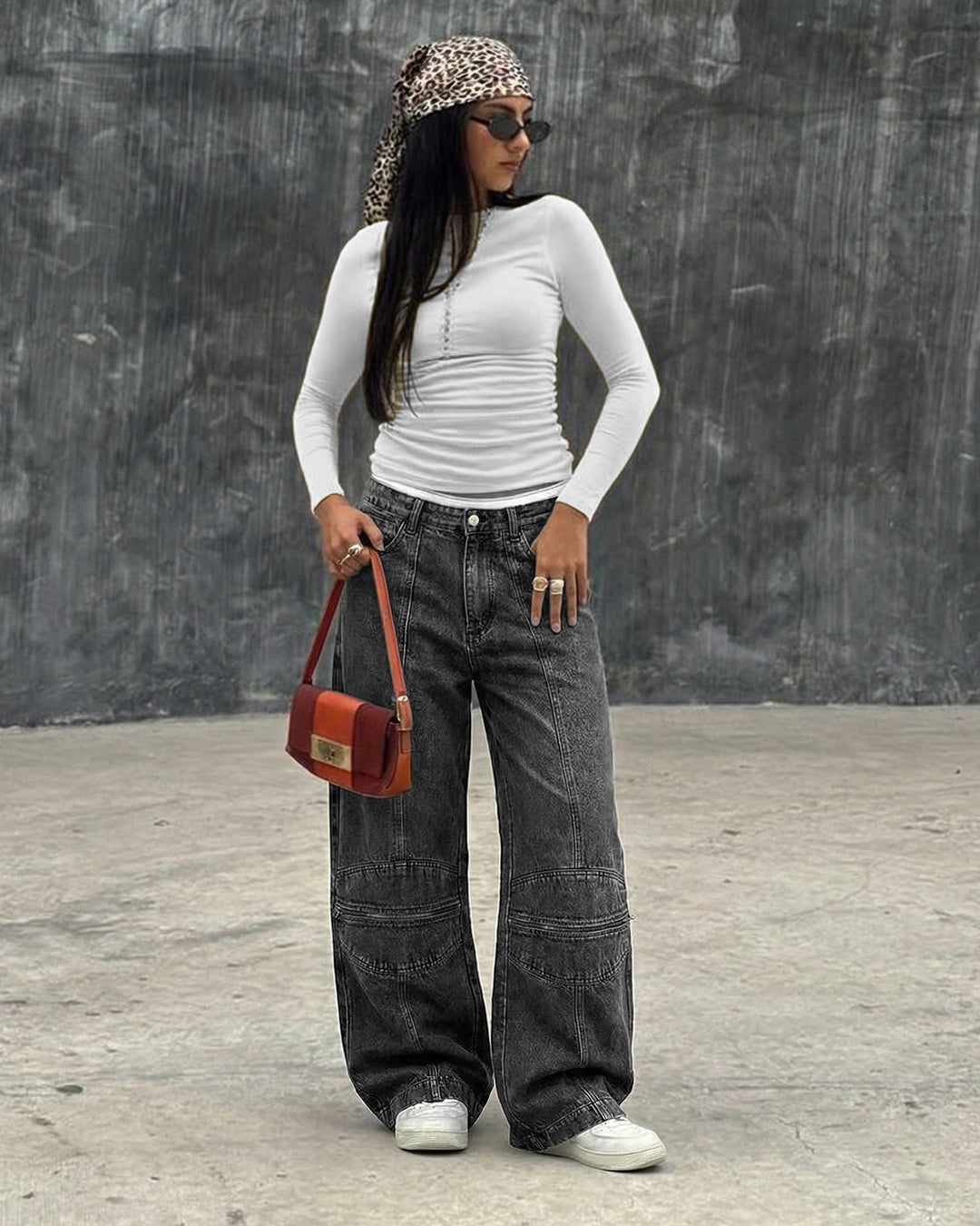 Zipper Denim Baggy Jeans