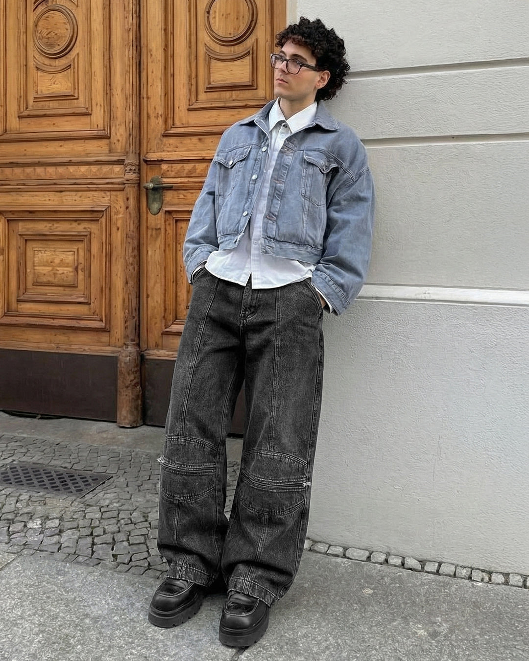 Zipper Denim Baggy Jeans