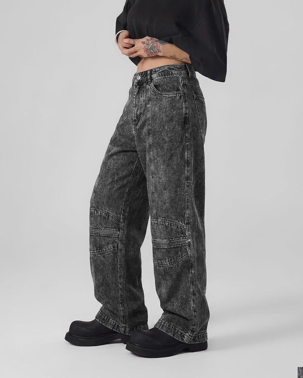 Zipper Denim Baggy Jeans