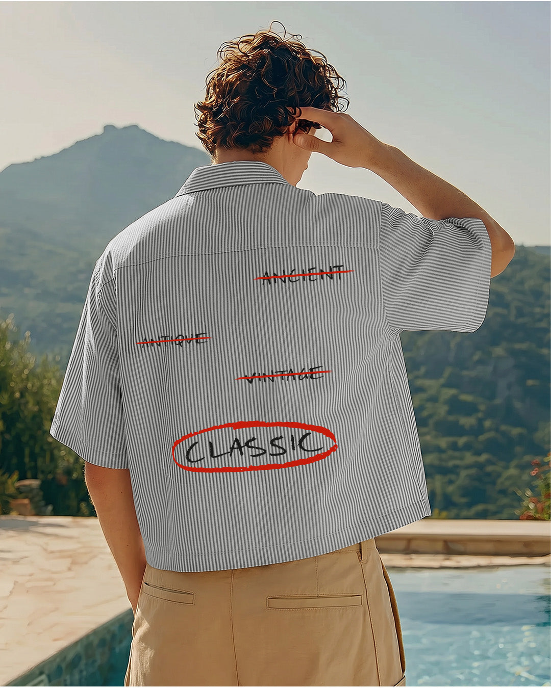 Classic Black Half Sleeves Striped Shirt