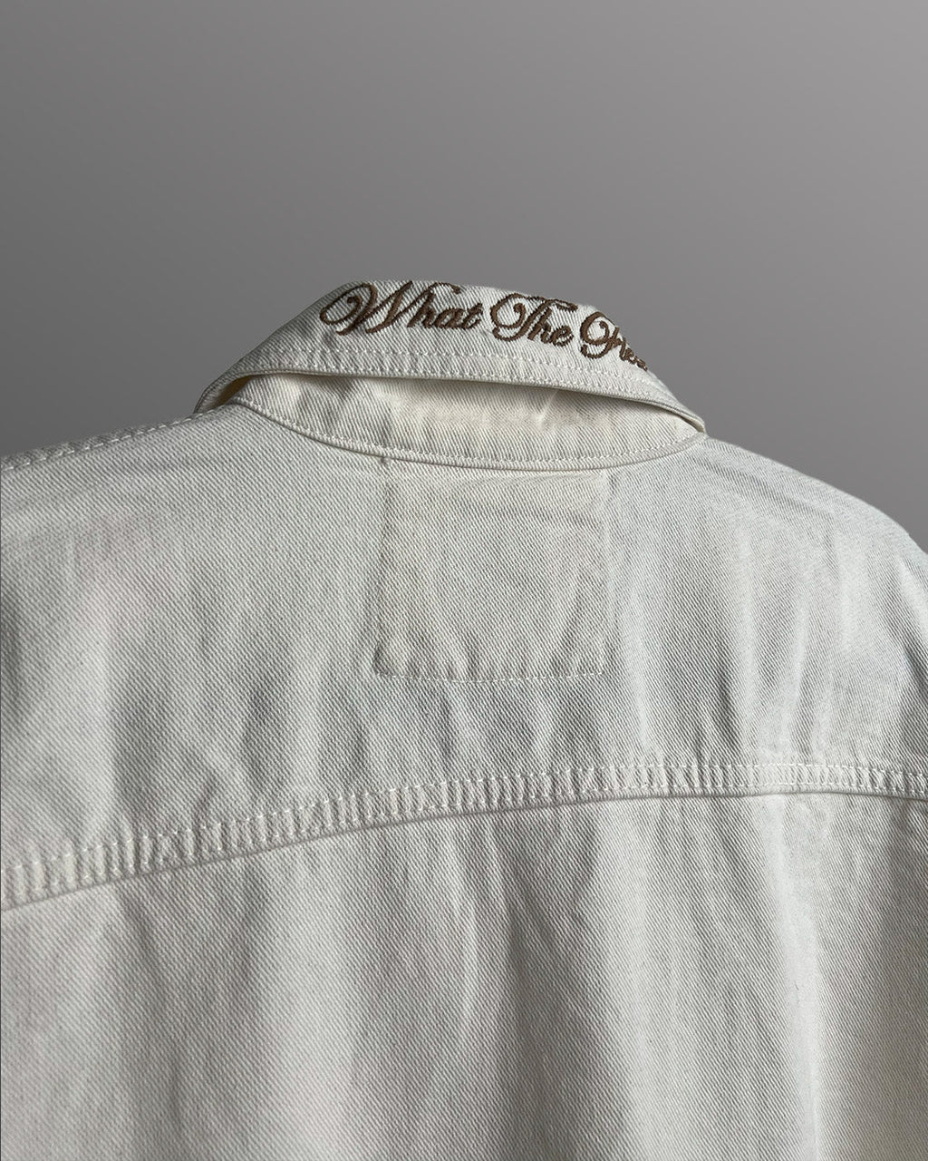 Cream Long Sleeve Stitched Denim Overshirt