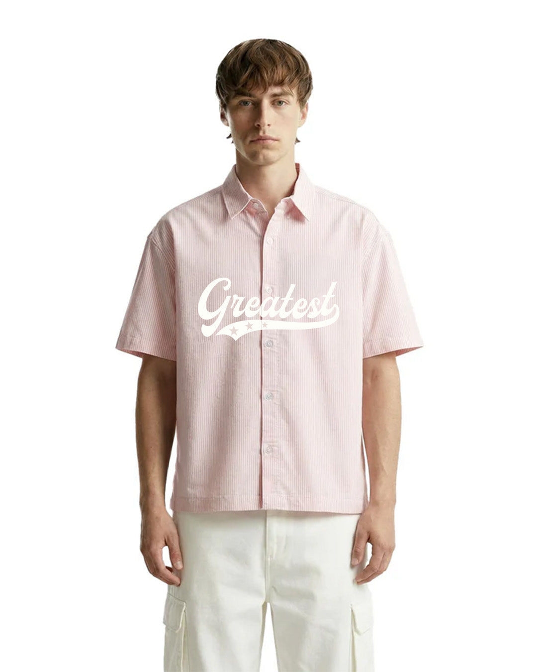 Greatest Pink Half Sleeve Striped Shirt