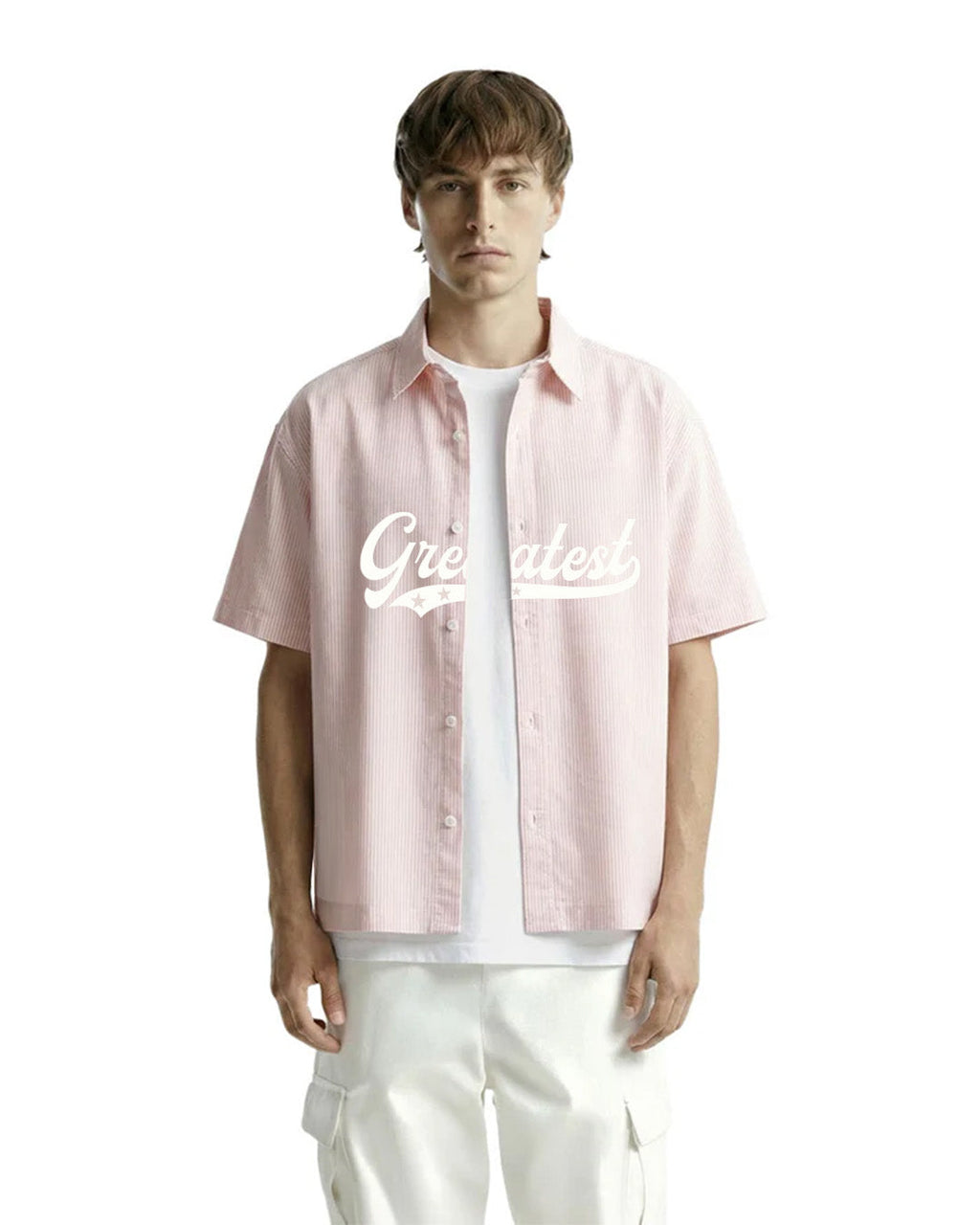 Greatest Pink Half Sleeve Striped Shirt