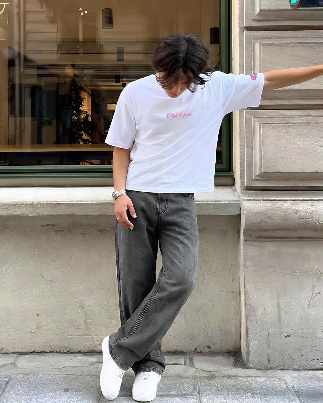 Washed Grey Straight Cut Jeans