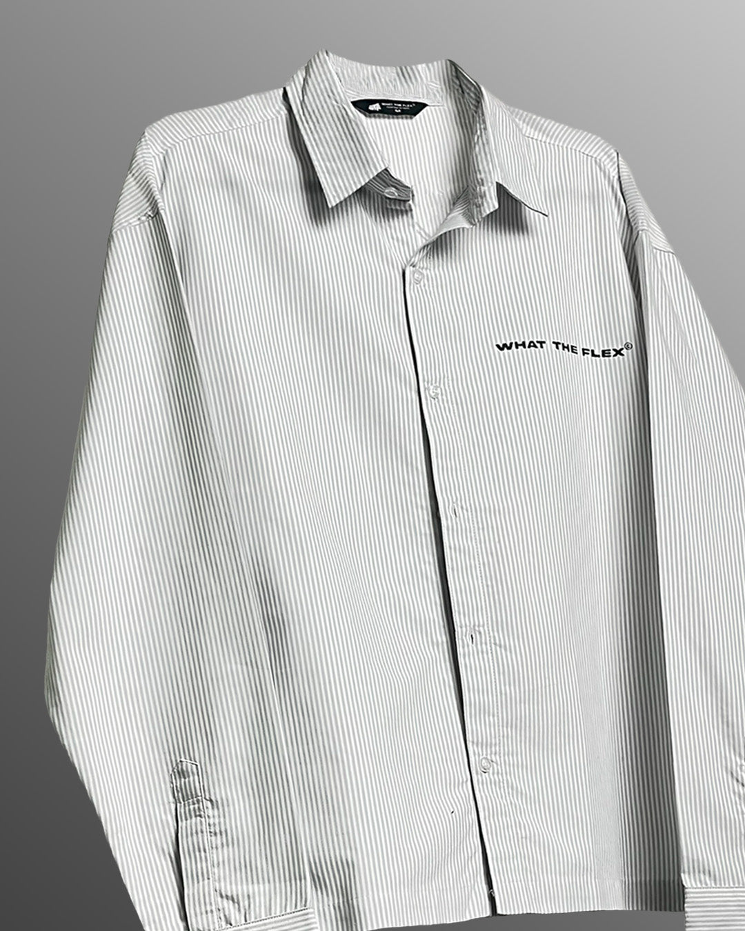 Progress Tribe Full Sleeves Grey and White Striped Shirt