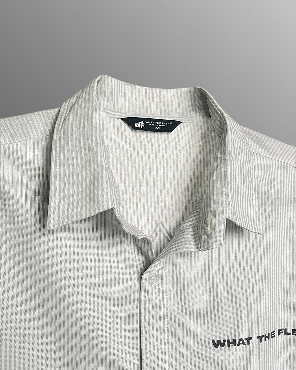 Progress Tribe Full Sleeves Grey and White Striped Shirt