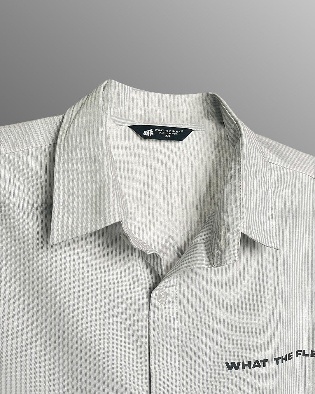Progress Tribe Full Sleeves Grey and White Striped Shirt