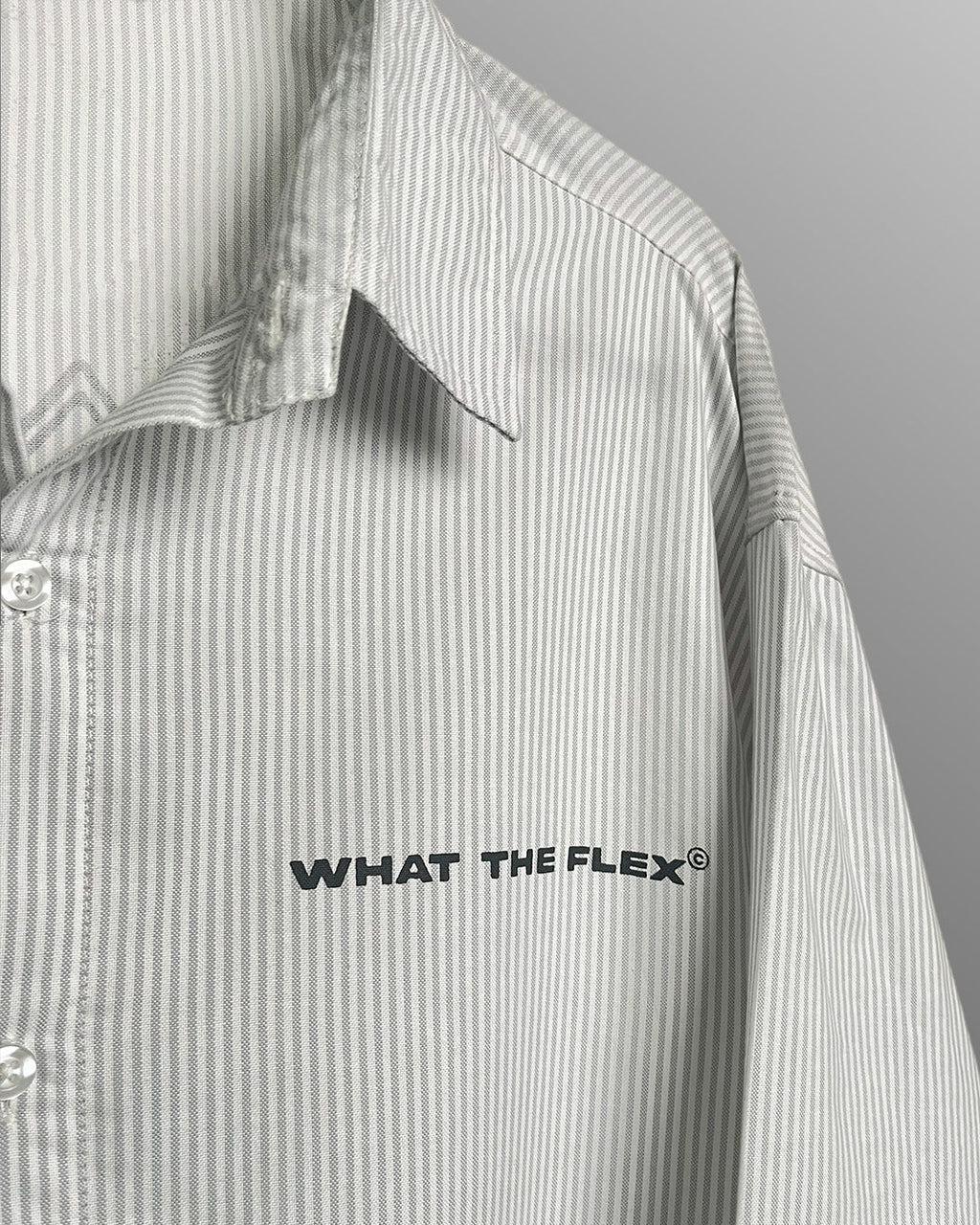 Progress Tribe Full Sleeves Grey and White Striped Shirt