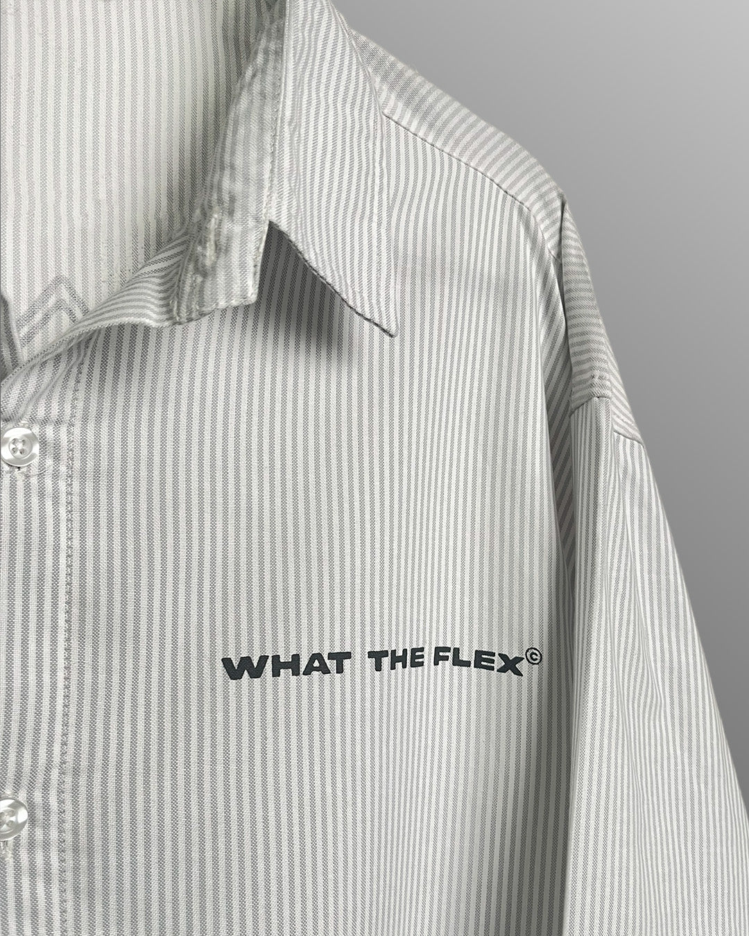 Progress Tribe Full Sleeves Grey and White Striped Shirt